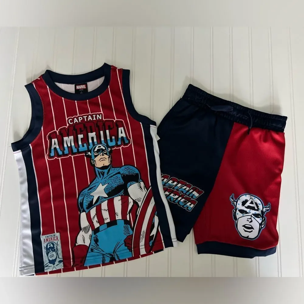 Marvel's Captain America Tank and Short Set Boys- Size 4
